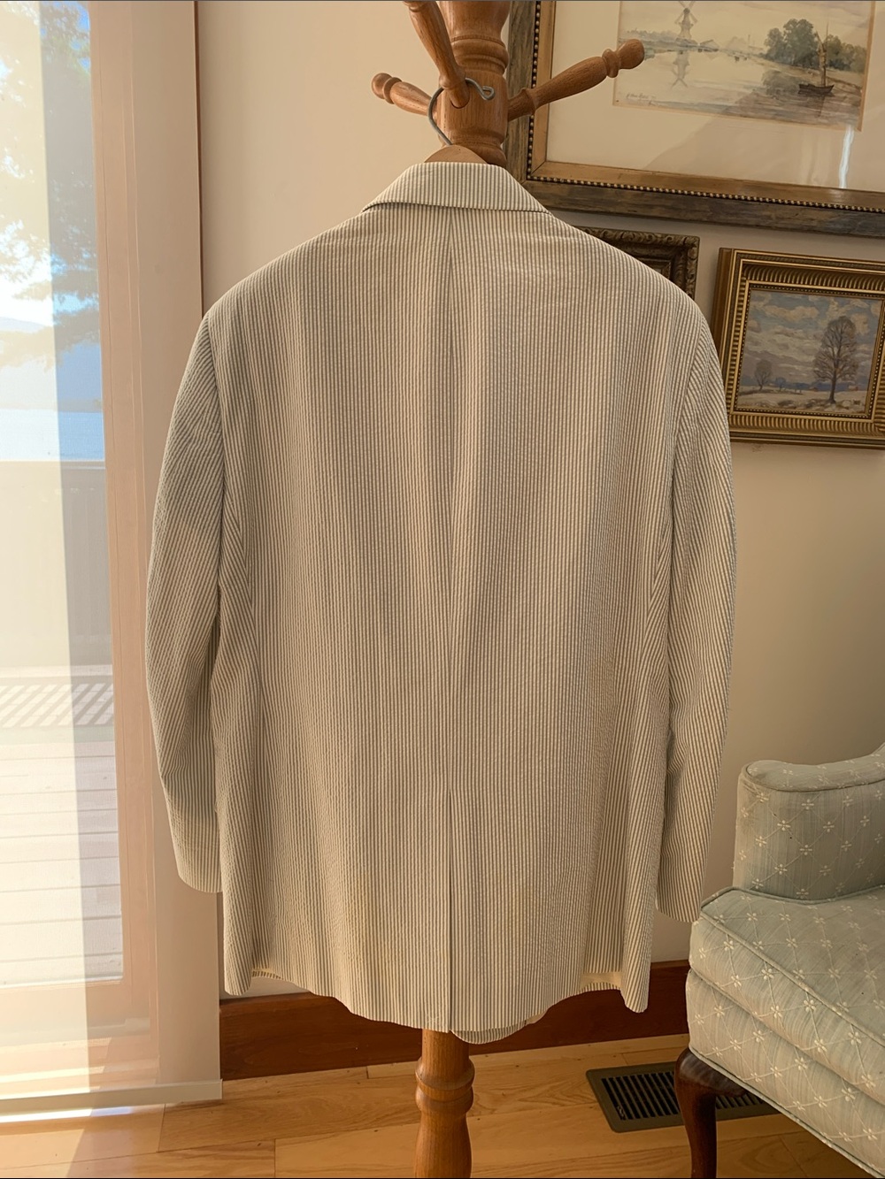 Men's Cream Seersucker Blazer - Classic Lightweight Sport Coat, Brooks Brothers - Picture 3 of 10